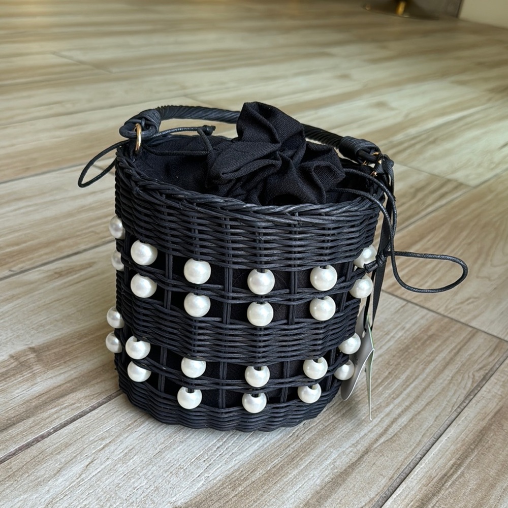 Kate spade x Target Black Woven Bucket Bag with Pearl